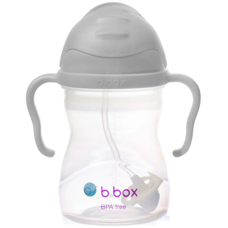 B.box bidon dla dzieci - kubek niekapek ze słomką 240 ml szary