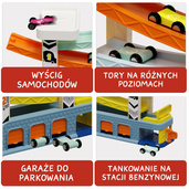 Topbright Tor wyścigowy dla dzieci – zjeżdżalnia z autami, garażami i stacją benzynową 18 mies.+