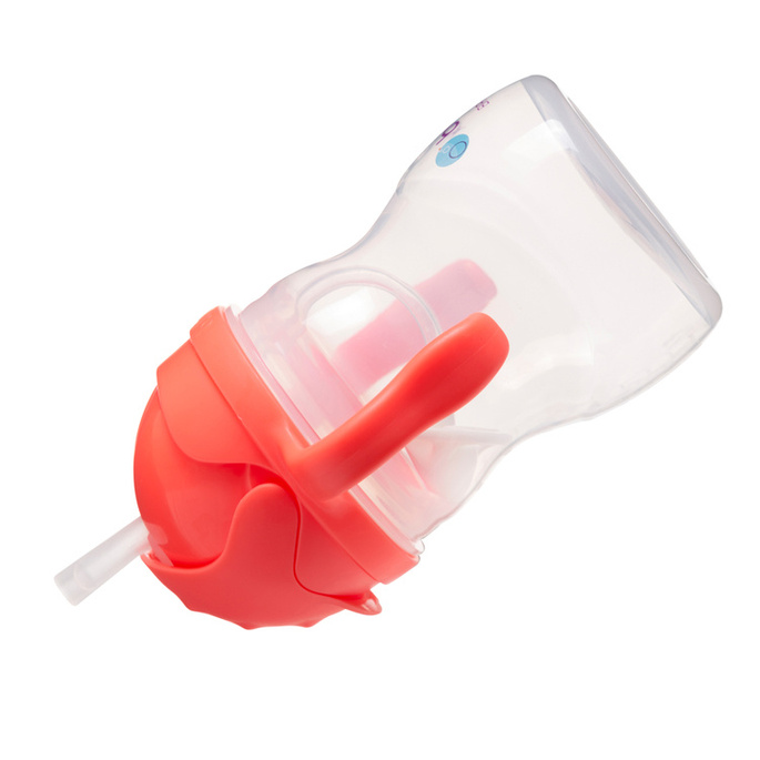 Zestaw bidon ze słomką 240 ml, arbuzowy, b.box z zapasowymi słomkami oraz kubek, czerwony, Doidy