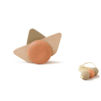 STATEK NA KÓŁKACH, drewniana zabawka dla dzieci, kolor terra, Babai, EKO