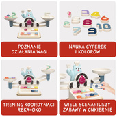 TOPBRIGHT Głodny Miś Waga szalkowa dla dzieci – gra edukacyjna i nauka liczenia Montessori 36 mies.+, OUTLET