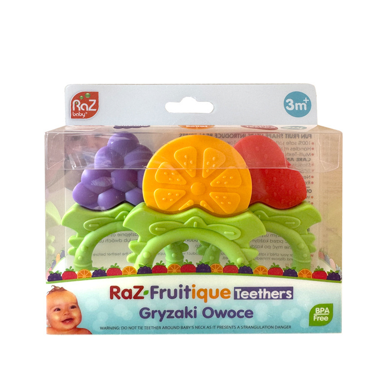 Gryzak silikonowy dla niemowląt i dzieci Owoce 3 szt. RaZbaby