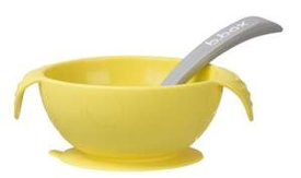 Silikonowa miseczka z przyssawką i łyżeczką, Lemon Sherbet, b.box OUTLET