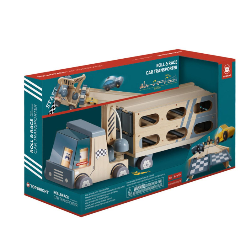 Topbright Roll&Race Zabawka dla dzieci 2w1 Transporter samochodów i tor wyścigowy 36m+, OUTLET
