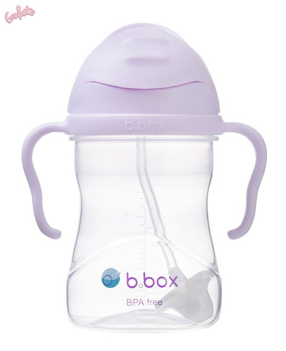 Zestaw bidon ze słomką 240 ml, boysenberry, b.box z zapasowymi słomkami oraz kubek, fioletowy, Doidy