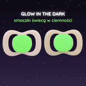 b.box Smoczek dla noworodka i niemowlaka 2 szt.– symetryczny smoczek silikonowy 0 – 6 mies. Glow in the dark róż/latte 