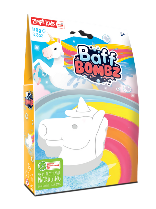 Jednorożec do kąpieli do zabawy zmieniający kolor wody, Rainbow Baff Bombz, 3+, Zimpli Kids