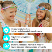 Aqua2ude Okulary do pływania dla dzieci – Fala uśmiechu, turkus – anti-fog, ochrona UV, 3+
