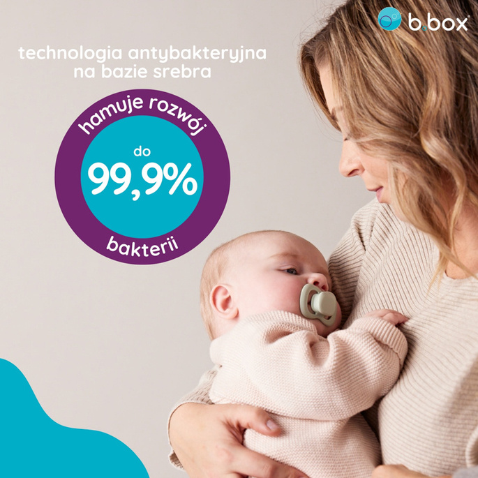 b.box Smoczek dla noworodka i niemowlaka 2 szt.– symetryczny smoczek silikonowy 0 – 6 mies. szałwia/wanilia