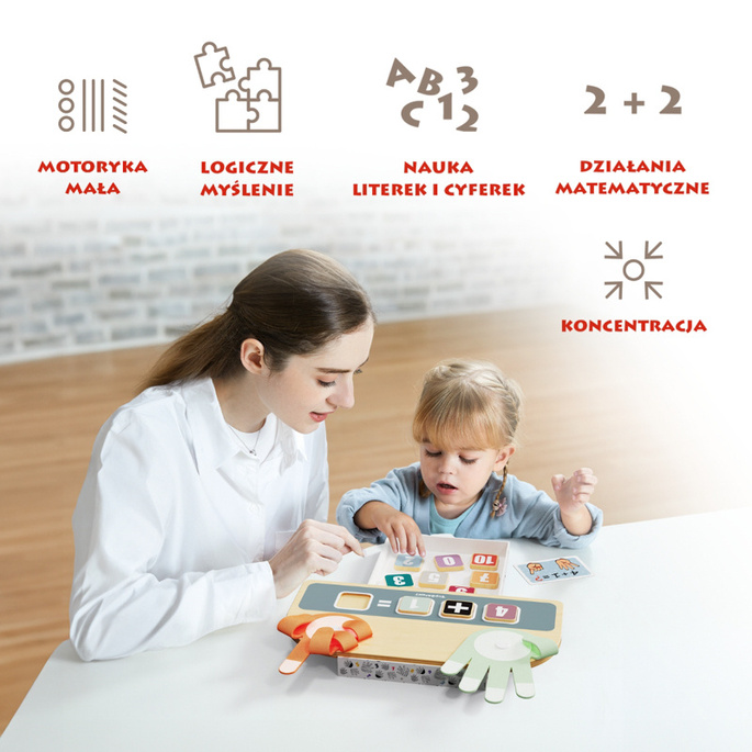 Topbright Nauka liczenia na palcach – drewniana zabawka edukacyjna Montessori z zadaniami 36 mies.+