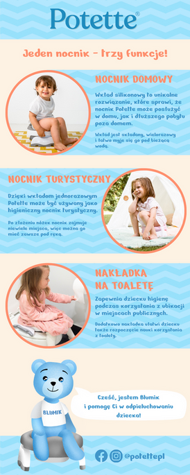 Nocnik Potette: Zestaw wielofunkcyjny z akcesoriami, różowo-biały, Potette 