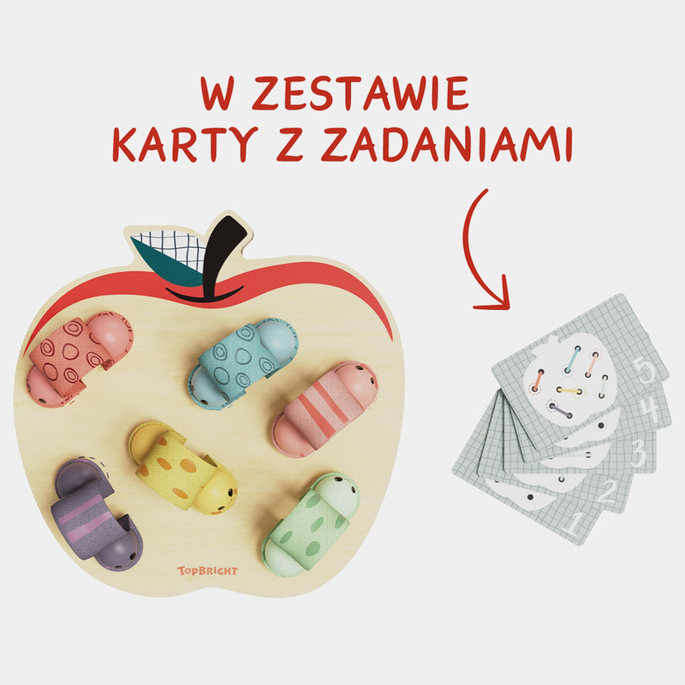 Topbright Robaczki w jabłuszku Gra logiczna dla dzieci – drewniana zabawka edukacyjna 18 mies.+
