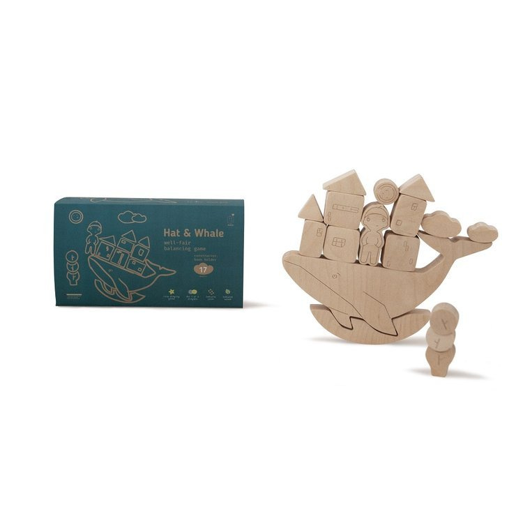 Drewniana układanka, równoważnia HISTORIE Z MORZA, wieloryb, kolor naturalny, Babai, EKO