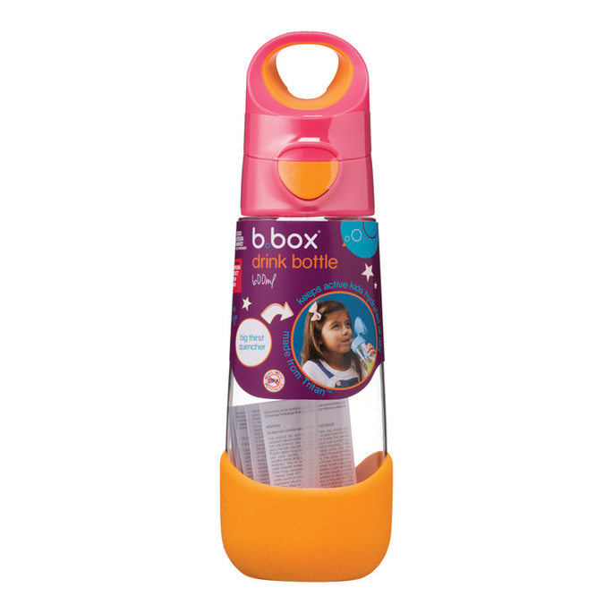 b.box Bidon dla dziecka - butelka na wodę ze słomką tritanowa 600ml Strawberry Shake