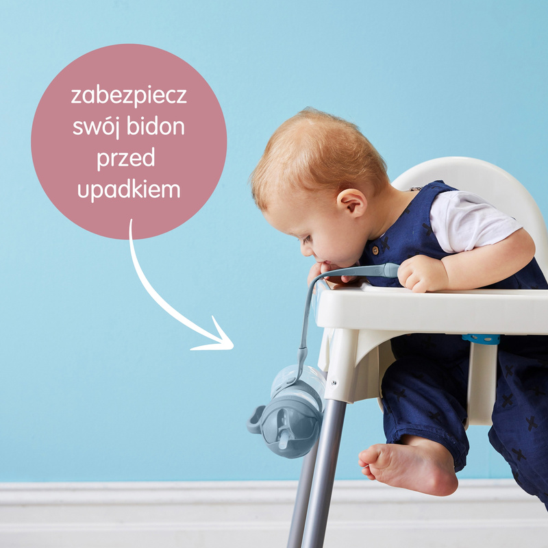 Zestaw na start 3w1 - bidon ze słomką 240 ml + smycz + zapasowe słomki, Ocean, b.box