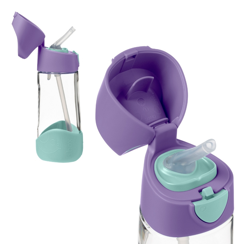 Zestaw Mini Lunchbox + Butelka tritanowa ze słomką 450 ml, Lilac Pop, b.box
