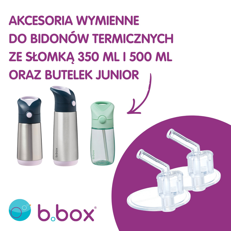 Ustniki zapasowe do bidonów termicznych ze słomką 350 i 500 ml i butelek Junior ze słomką, 2 szt., b.box