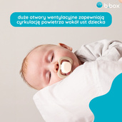 b.box Smoczek dla noworodka i niemowlaka 2 szt.– symetryczny smoczek silikonowy 0 – 6 mies. Glow in the dark róż/latte 