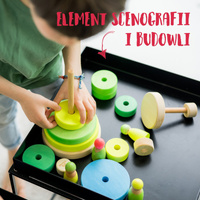 Grimm’s Wieża drewniana dla dzieci 10 krążków – wieża Montessori zabawka układanka Neon Green 1+