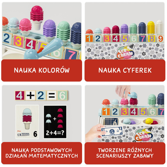 TOPBRIGHT Lodziarnia zabawka matematyczna dla dzieci – gra edukacyjna Montessori 24 mies. +, OUTLET