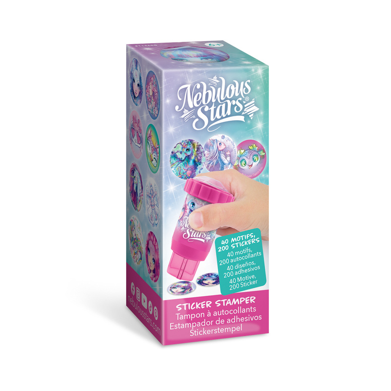 Nebulous Stars Stempel z Naklejkami - Sticker Stamper  220 naklejek Różowy 6+ 