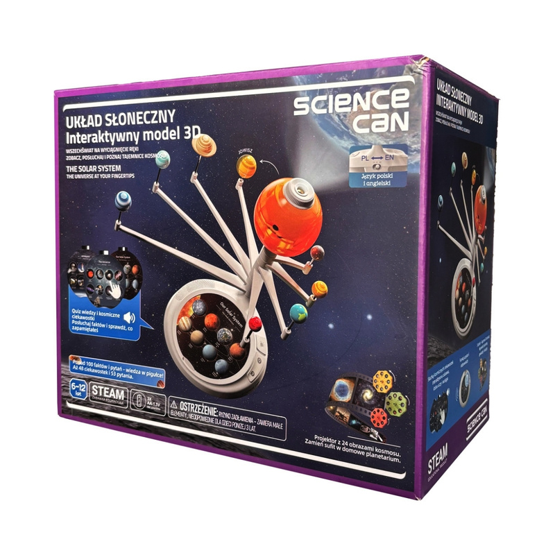 Science Can Interaktywny Układ Słoneczny 3D, 6+ | Edukacyjny model planet z projektorem i funkcjami audio