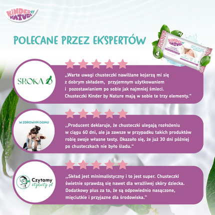 Chusteczki nawilżane Kinder by Nature odpowiednie dla noworodków i dzieci 56 sztuk 