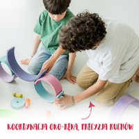 Tęcza Grimm’s 10 elementów Neon Pink – drewniana tęcza Montessori dla dzieci 3+