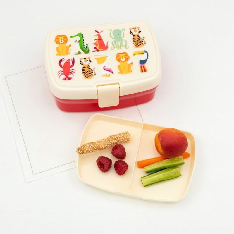 Rex London Zestaw śniadaniowy do szkoły lunchbox i bidon ze słomką 500 ml Zwierzęta