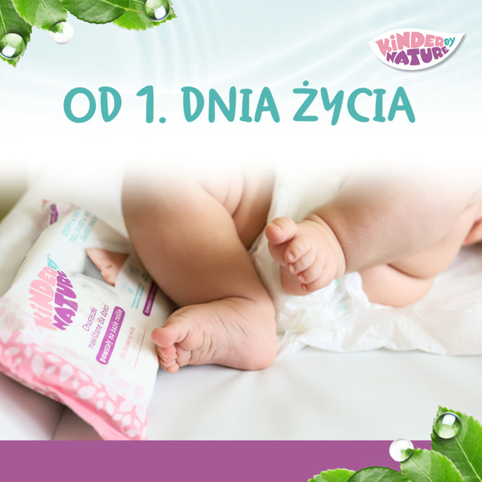 Zestaw Chusteczki nawilżane Kinder by Nature dla noworodków i dzieci 3 opakowania (168 szt.) + etui