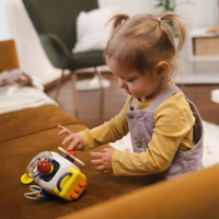 TOPBRIGHT Tablica manipulacyjna Montessori dla dzieci - z kostką i doczepianymi elementami 12 mies.+, OUTLET