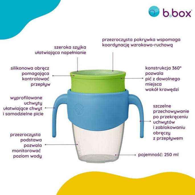 b.box Kubek 360 do nauki picia dla dzieci – kubek treningowy niekapek ocean breeze