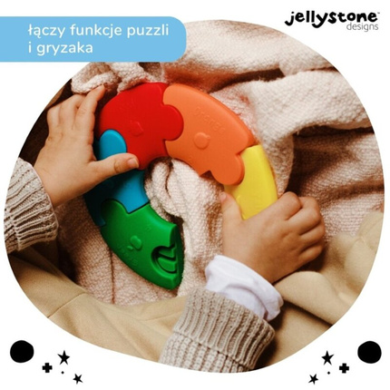 Pierwsze puzzle sensoryczne dla niemowlaka kółko Jellystone Design tęczowe
