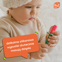 RaZbaby Szczoteczka silikonowa dla dzieci RaZberry | Gryzak i Masażer Dziąseł 2w1 Malinka, 3m+