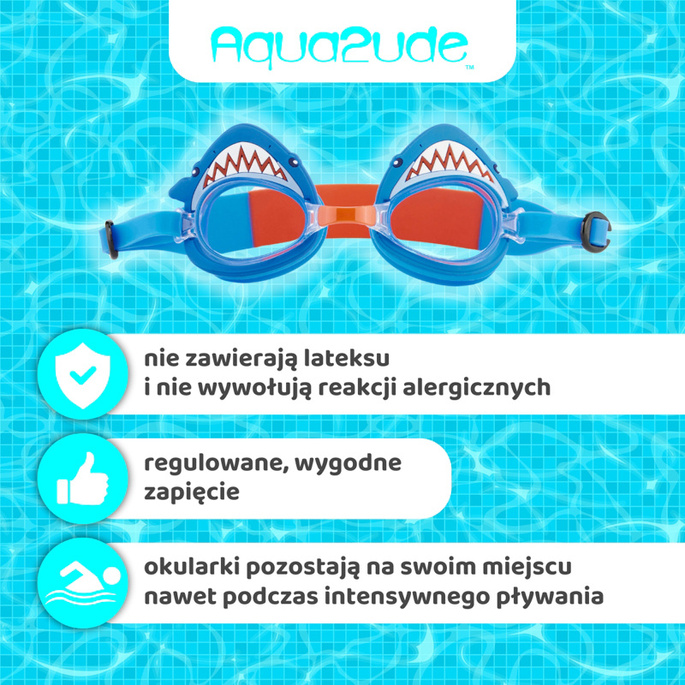 Aqua2ude Okulary do pływania dla dzieci nieparujące – okularki pływackie na basen Szczęki rekina 2