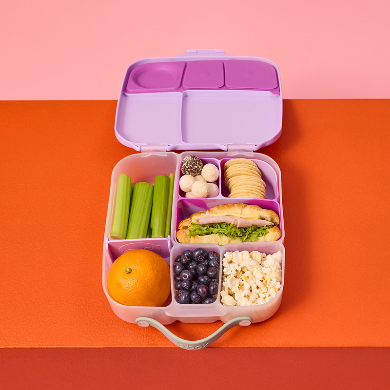B.box Lunchbox dla dzieci do szkoły - szczelna śniadaniówka z przegródkami i wkładem chłodzącym Sugar Plum