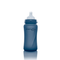 Szklana butelka ze smoczkiem M reagująca na temperaturę, 240 ml, borówkowa, Everyday Baby OUTLET