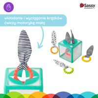 Sassy Kostka sensoryczna Montessori – manipulacyjna zabawka dla dzieci