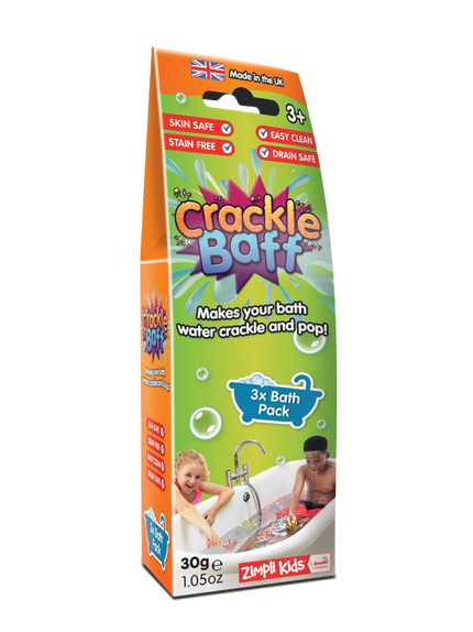 Strzelający proszek do kąpieli, Crackle Baff Colours, 3 użycia, 3 kolory, 3+, Zimpli Kids