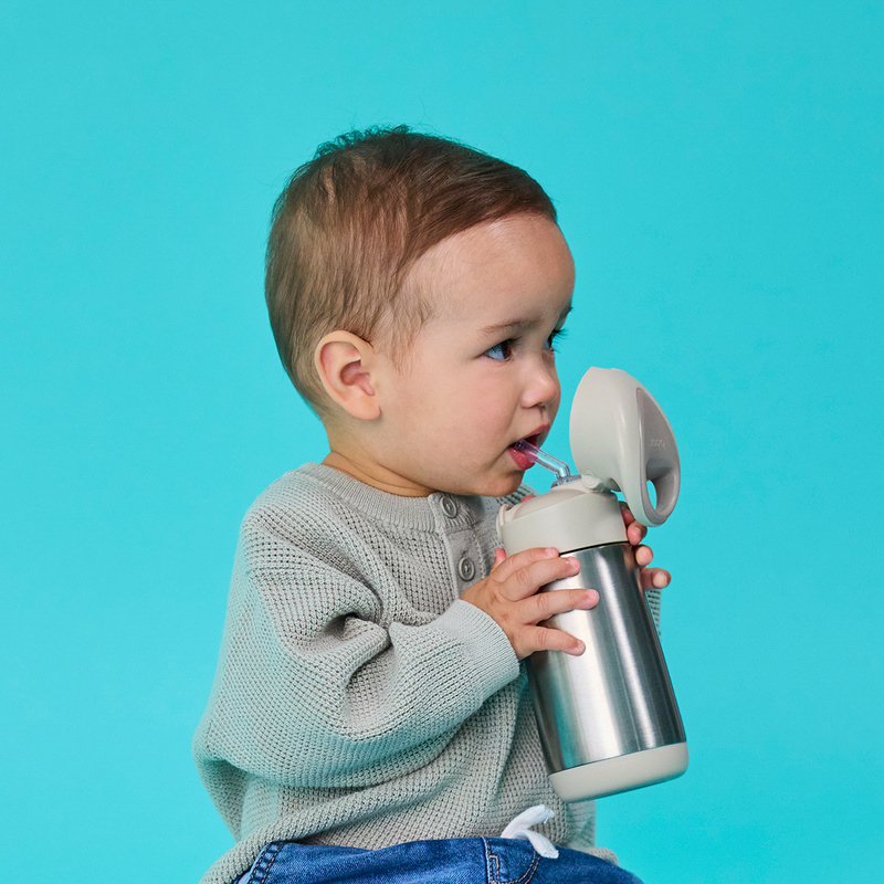 B.box butelka termiczna - bidon dla dzieci ze słomką 350 ml Latte