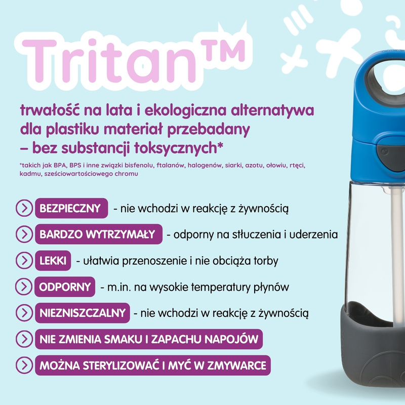 Zestaw Hydro Team butelka termiczna 690 ml Lagoon + butelka na wodę ze słomką tritanowa 450 ml Blue Slate, b.box