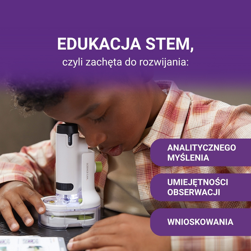 Science Can Przenośny Mikroskop Młodego Badacza 250×, 8+ | Edukacyjny zestaw naukowy do obserwacji
