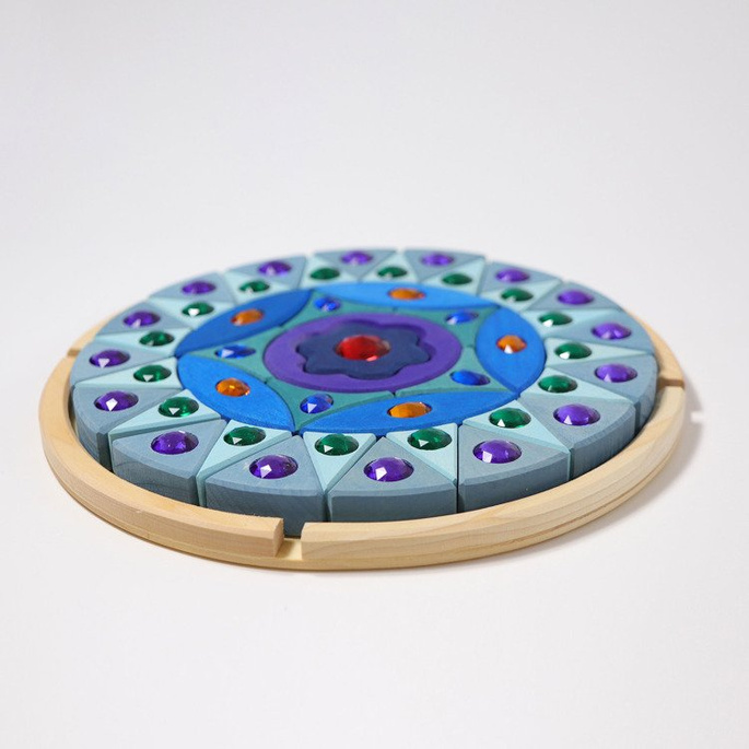 Układanka z kryształkami Mandala błyszcząca, średnica 27 cm, niebieska, 4+, Grimm's