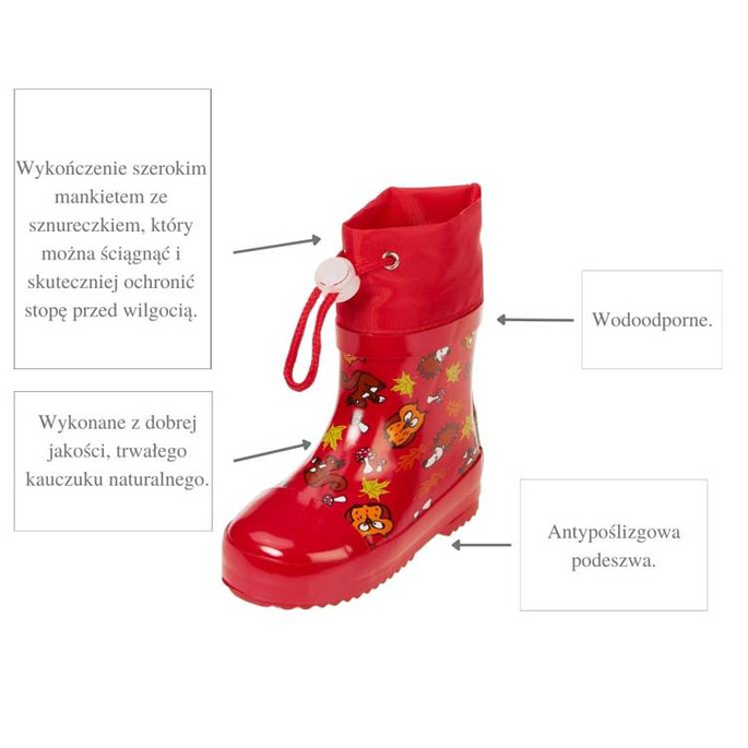 Kalosze rozm. 21, Leśne Zwierzątka, czerwone, Playshoes