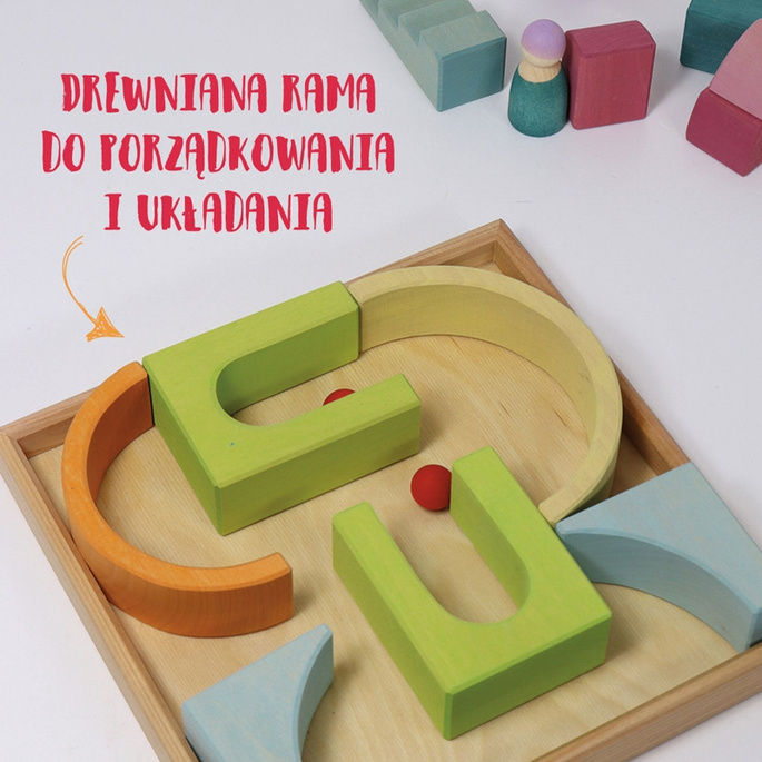 Grimm’s Kolory nieba Układanka drewniana w ramce – klocki drewniane Montessori dla rocznego dziecka