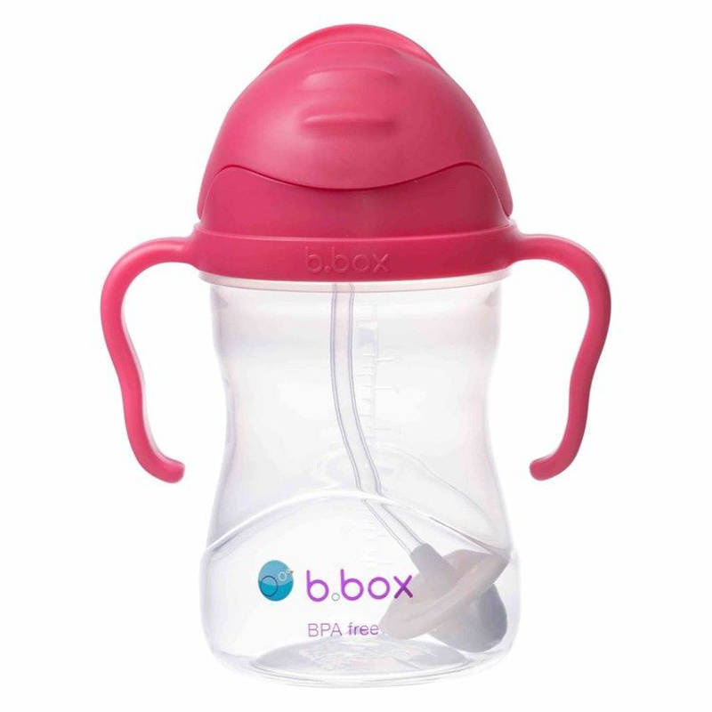B.box bidon dla dzieci - kubek niekapek ze słomką 240 ml malinowy OUTLET