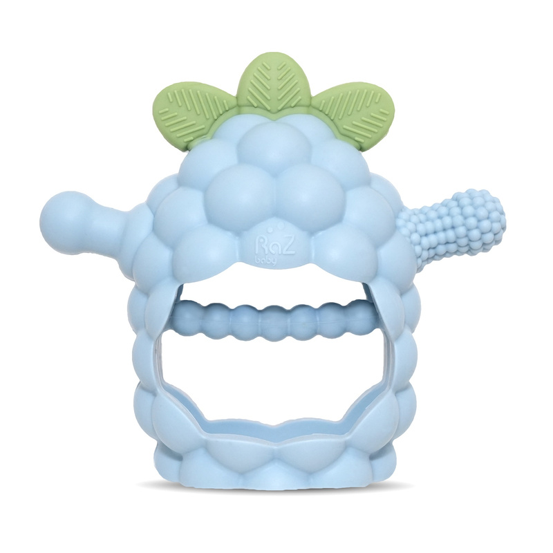 RazBaby Gryzak Silikonowy dla Niemowląt | Razberry Grip błękitny, 3m+