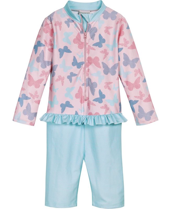 Playshoes Kombinezon kąpielowy z filtrem UV z długimi rękawami dla dziewczynki Motyl