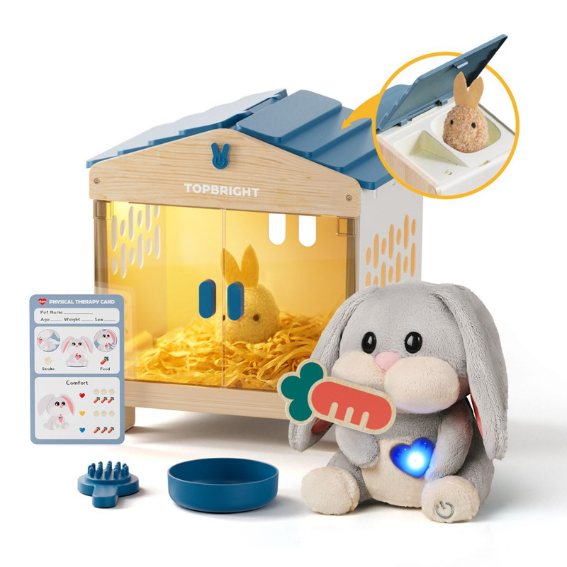 Topbright Pluszowa zabawka interaktywna Mummy Bunny | Zestaw edukacyjny opiekuna króliczka 36m+