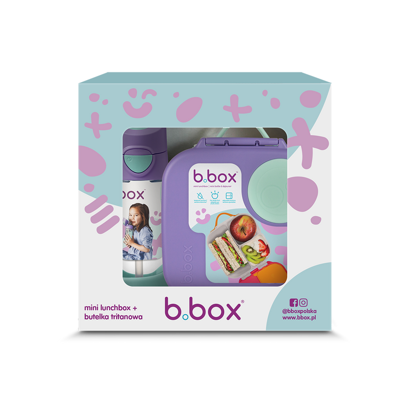 Zestaw Mini Lunchbox + Butelka tritanowa ze słomką 450 ml, Lilac Pop, b.box